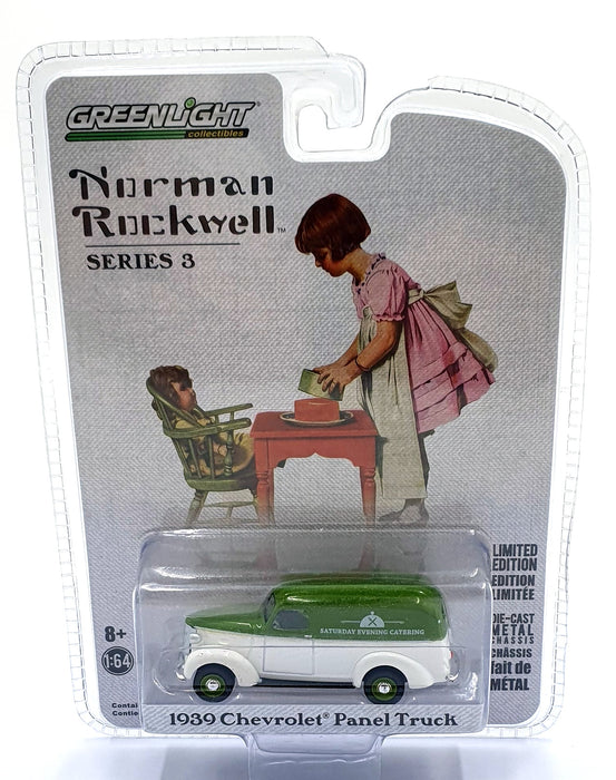 Greenlight 1/64 Scale 54040-A - 1939 Chevrolet Panel Truck - Green/White