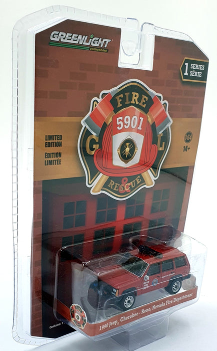 Greenlight 1/64 Scale 67010-D - 1990 Jeep Nevada Fire Department - Red