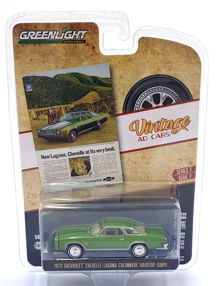 Greenlight 1/64 Scale 39100-E 1973 Chevrolet Chevelle Laguna Hardtop Coupe Green