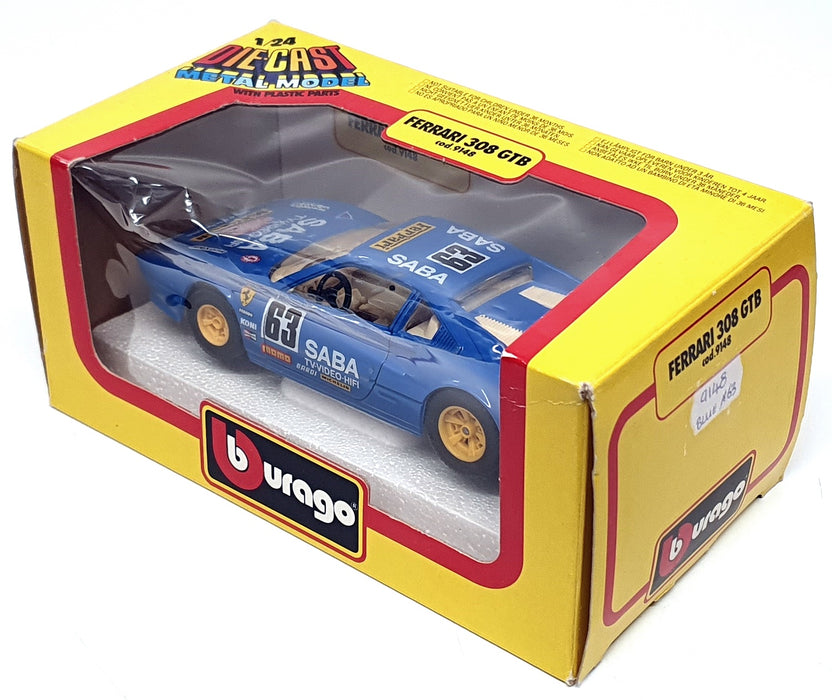 Burago 1/24 Scale Diecast 9148 - Ferrari 308 GTB Race Car #63 - Blue