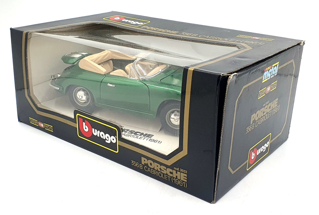 Burago 1/18 Scale Diecast 3051 - Porsche 356B Cabriolet 1961 - Met Green