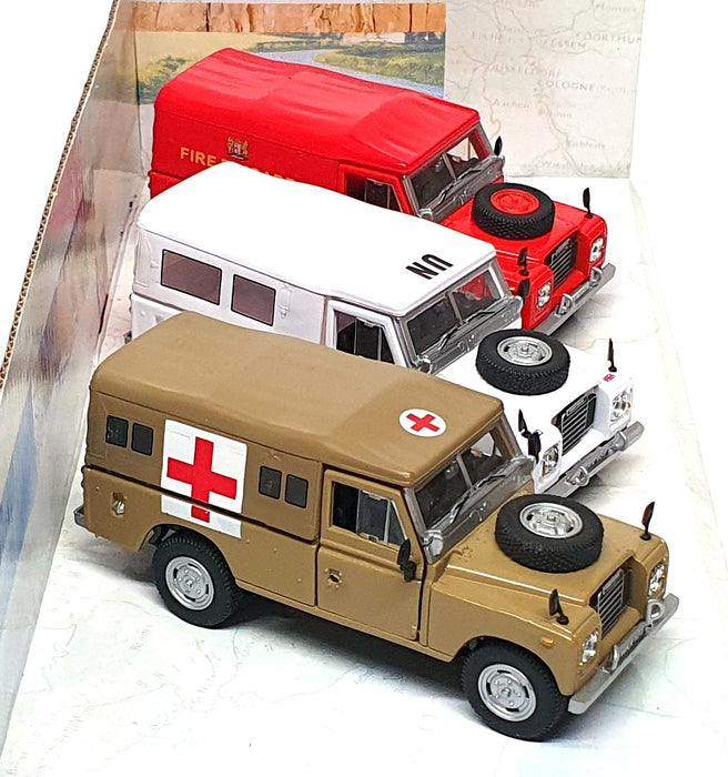 Cararama 1/43 Scale 035376 - 3x Land Rover Set UN Ambulance Fire