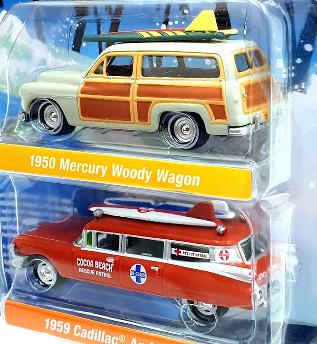 Johnny Lightning 1/64 Scale JLPK022 Surf Rods - Mercury/ Cadillac - Grey/ Orange