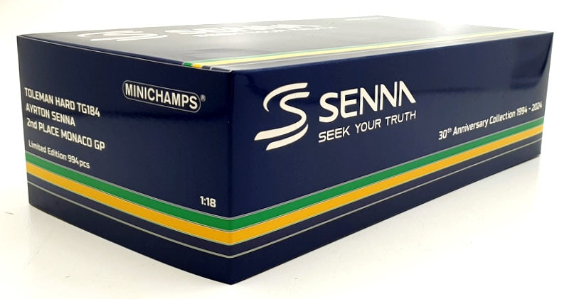 Minichamps 1/18 Scale 540 843819 Toleman Hard TG184 #19 Senna 2nd Monaco GP 1984