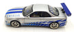 Ertl 1/18 Scale DC13126A Fast And Furious 2001 Nissan Skyline R34 Silver/Blue 