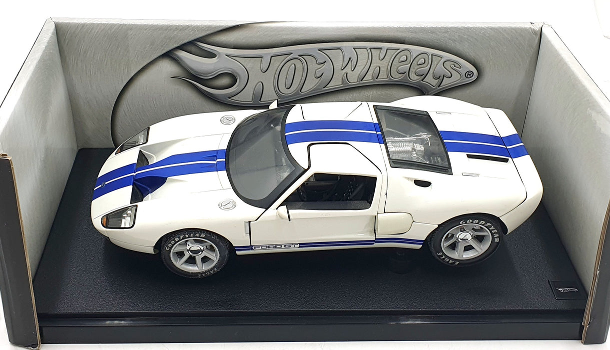 Hot Wheels 1/18 Scale Diecast J2616 - Ford GT Concept GT40 - White Blue