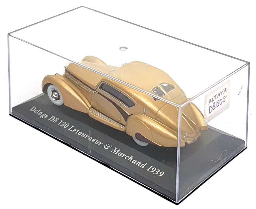 Altaya 1/43 Scale D8120G - 1939 Delage D8 120 Letourneur & Marchland - Gold