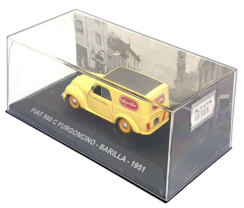 Altaya 1/43 Scale 18335 - 1951 Fiat 500 C Furgoncino Van Barilla - Yellow