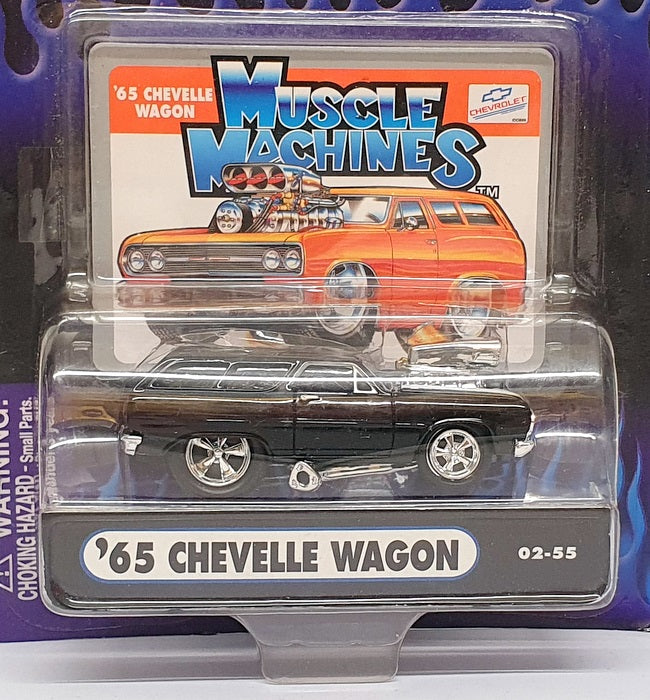 Muscle Machines 1/64 Scale 71161 02-55 - 1965 Chevy Chevelle Wagon - Black