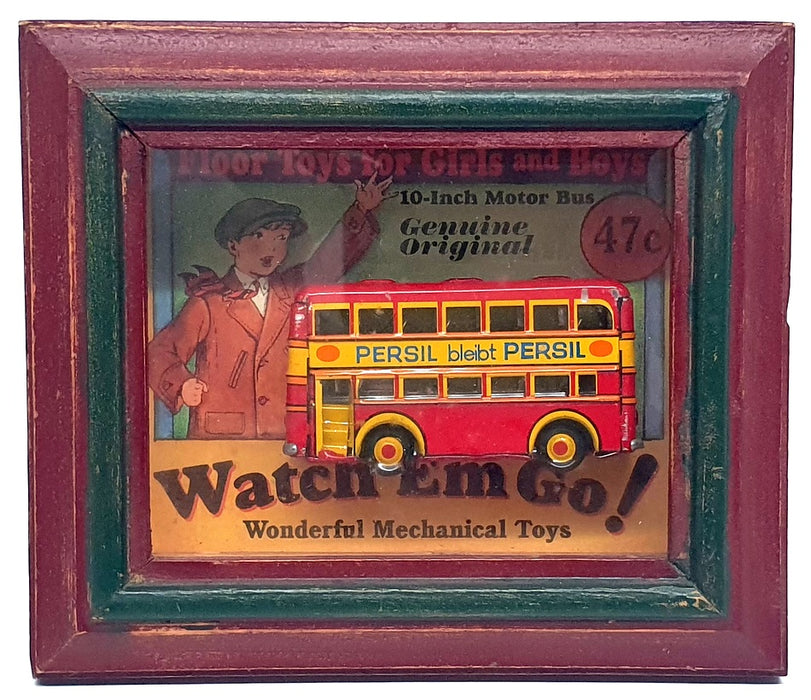 Vandor VR01 - Double Deck Bus In Box Frame With Vintage Ad Backdrop