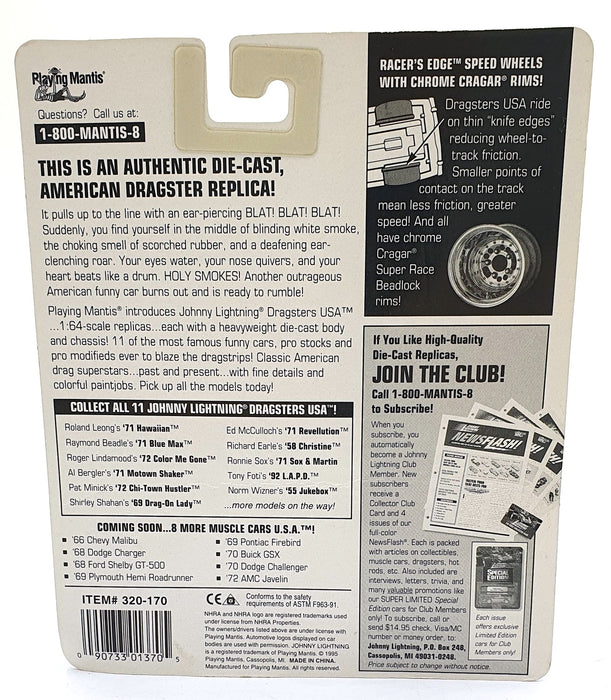 Johnny Lightning 1/64 Scale 320-170 Dragsters USA 1971 Revellution - McCulloch