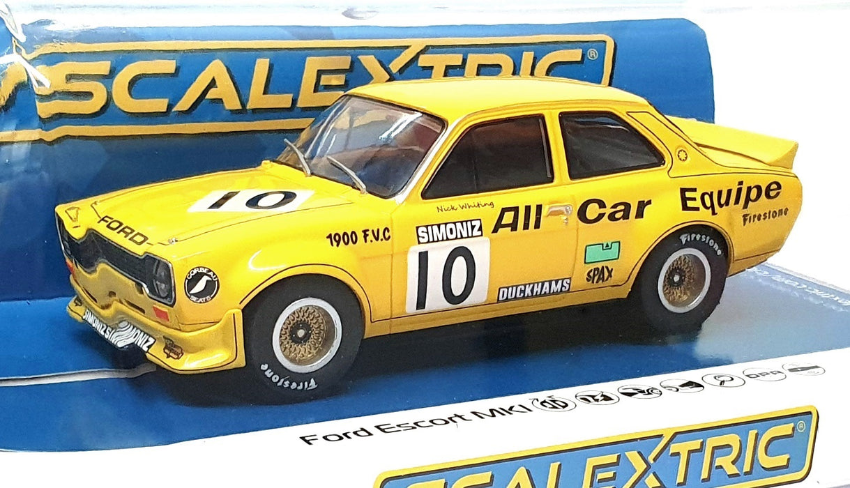 Scalextric 1/32 Scale Slot Car C4590 - Ford Escort Mk1 #10 N. Whiting - Yellow