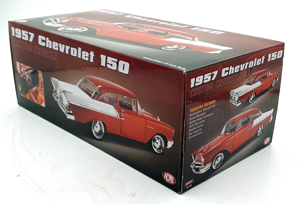 Acme 1/18 Scale Diecast A1807015 - 1957 Chevrolet 150 - Rust Orange/White