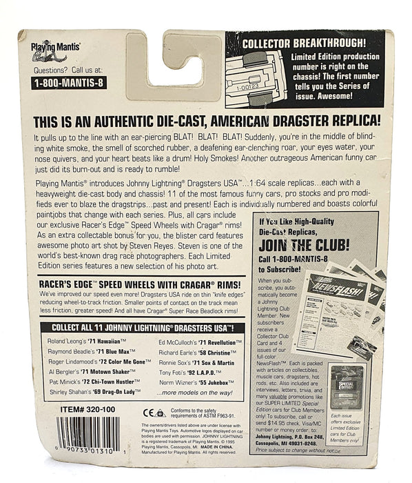 Johnny Lightning 1/64 Scale 320-100 Dragsters USA 1971 Motown Shaker Red Flame