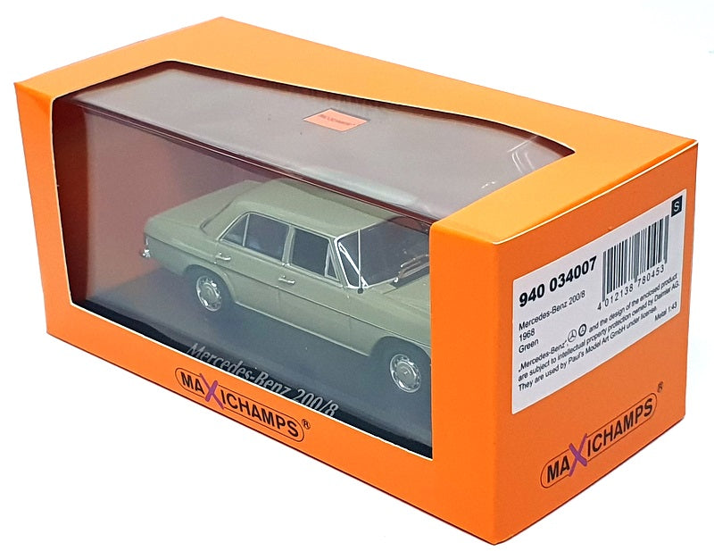 Maxichamps 1/43 Scale 940 034007 - 1968 Mercedes Benz 200/8 - Green