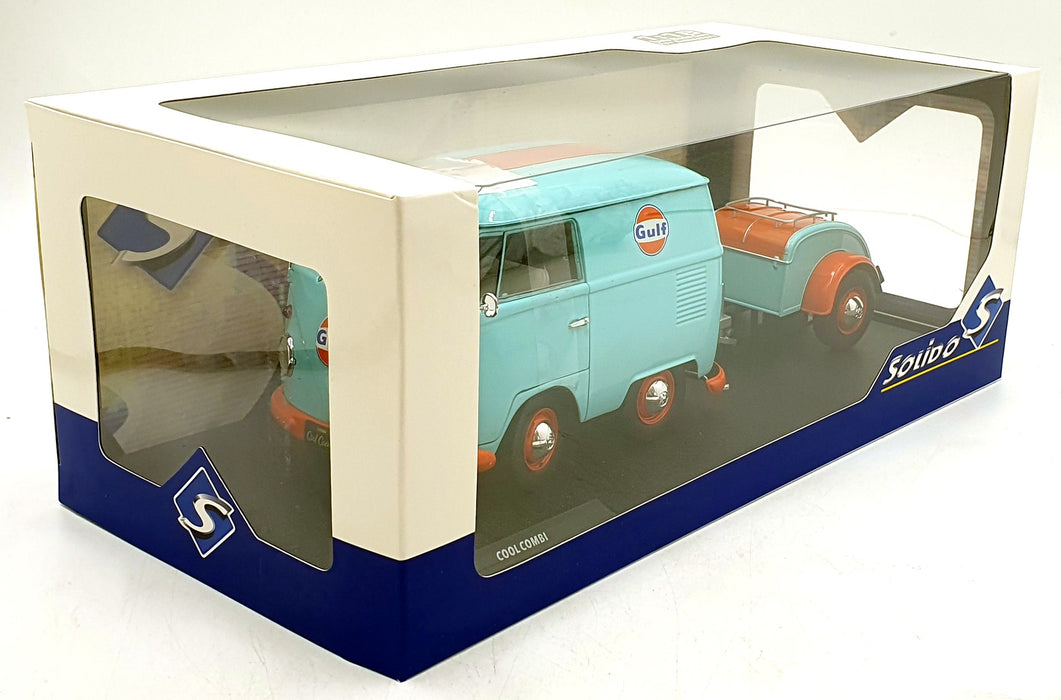Solido 1/18 Scale S1810908 - 2024 Volkswagen Cool Combi Oil Tribute with Trailer