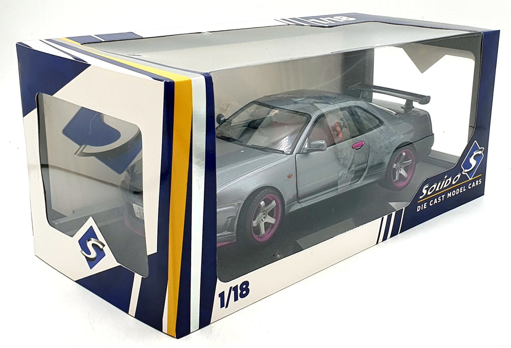 Solido 1/18 Scale S1804310 - 1999 Nissan Skyline GT-R (R34) Met. Silver/Purple