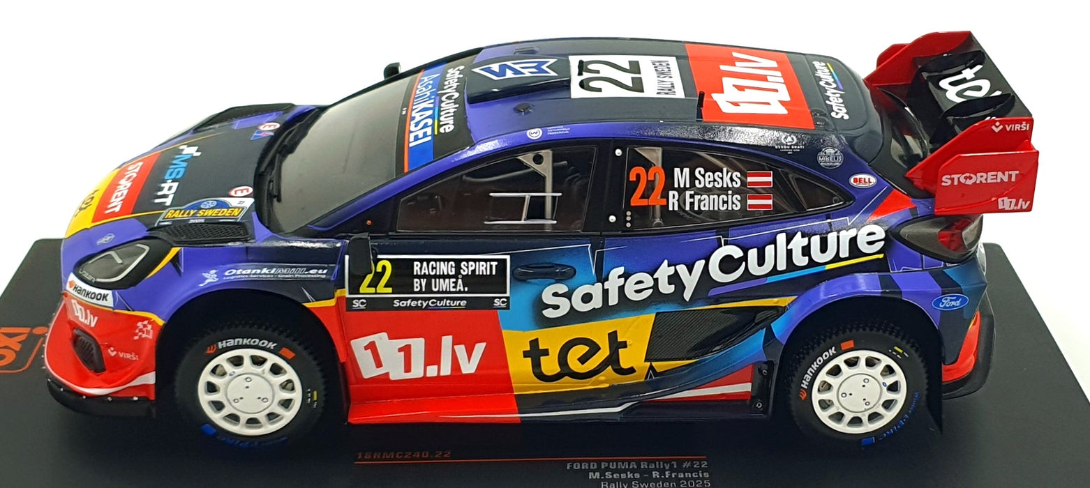 IXO 1/18 Scale 18RMC240.22 - Ford Puma Rally 1 #22 Sweden Rally 2025