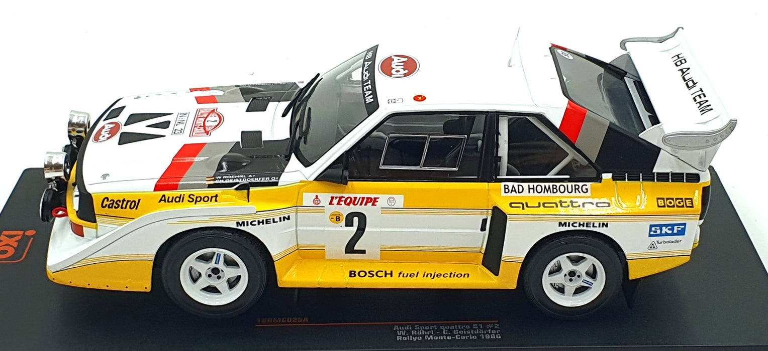 IXO 1/18 Scale 18RMC025A - Audi Sport Quattro S1 #2 Monte Carlo Rally 1986