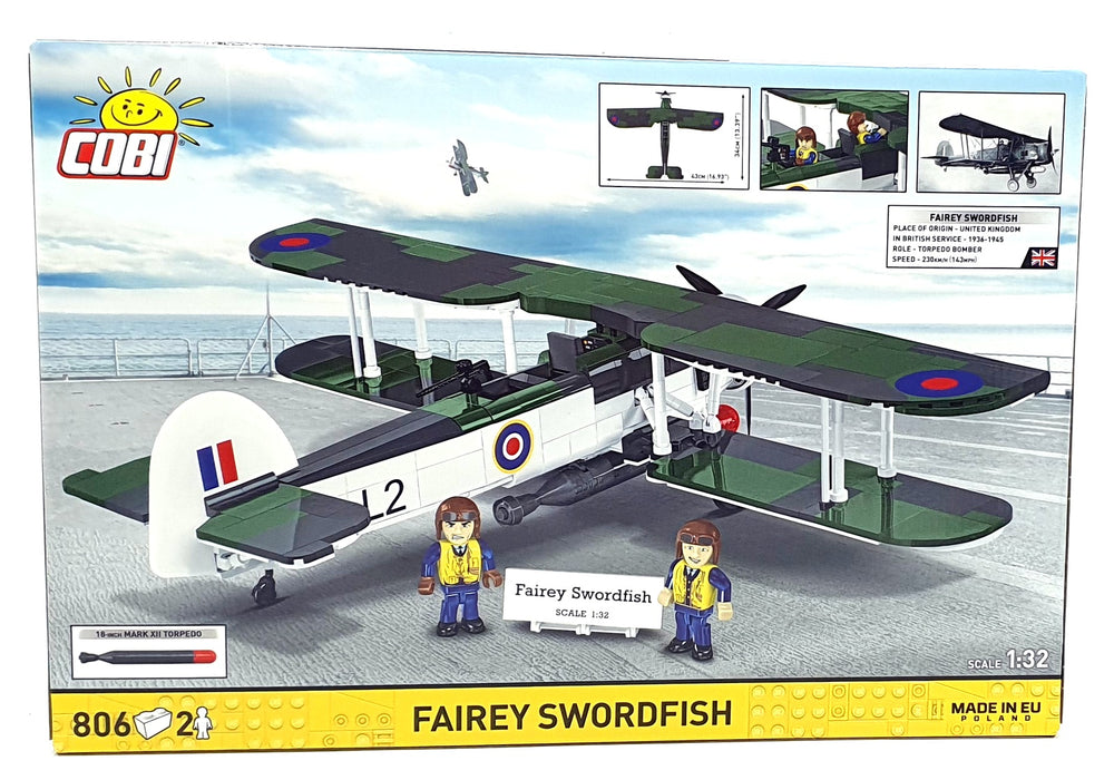 Cobi Bricks 1/32 Scale 5770 Fairey Swordfish Aircraft - 806 Pieces