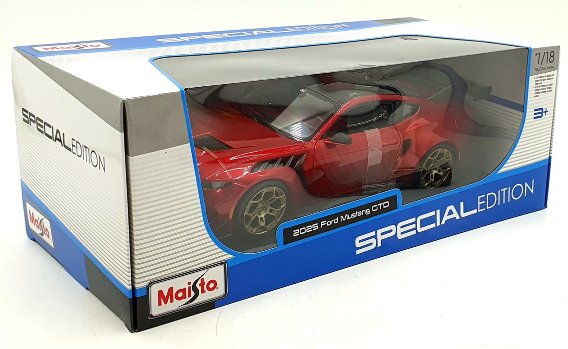 Maisto 1/18 Scale Diecast 31468 - 2025 Ford Mustang GTO - Met. Red/Black