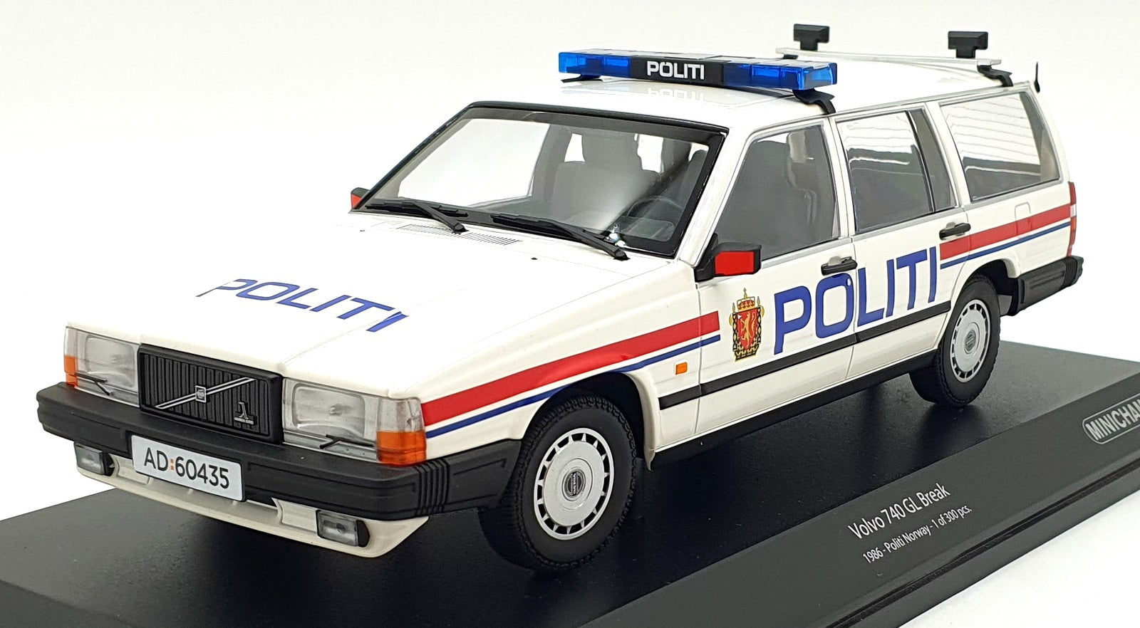 Minichamps 1/18 Scale Diecast 155 171796 - 1986 Volvo 740 GL Break Norway Police