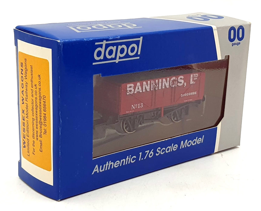 Dapol OO Gauge (1/76) B1308 - Banning's Open Wagon Boscombe #13 - Red