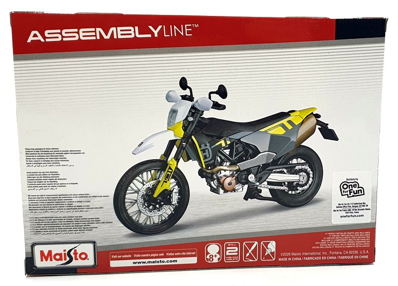 Maisto 1/12 Scale Diecast Kit 39180 - 2023 Husqvarna 701 Supermoto Motorbike Kit
