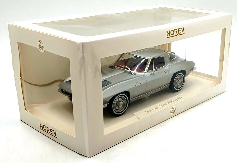 Norev 1/18 Scale 189052 - 1963 Chevrolet Corvette Sting Ray Sebring Silver Met.