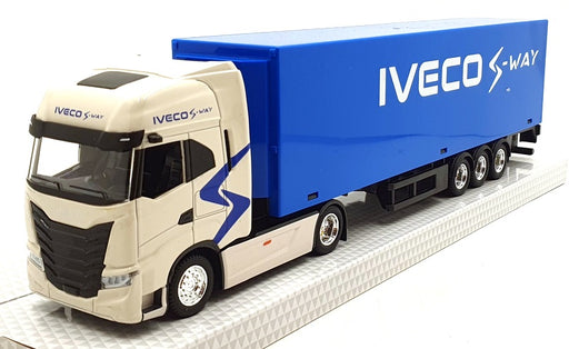 Burago 1/43 Scale 18-31469 - IVECO S Way Hauler Truck With Trailer - White/Blue