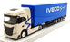 Burago 1/43 Scale 18-31469 - IVECO S Way Hauler Truck With Trailer - White/Blue