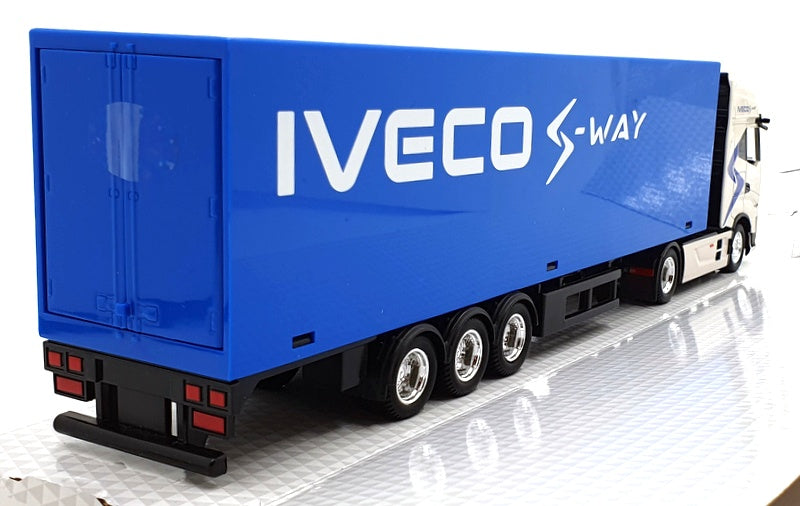 Burago 1/43 Scale 18-31469 - IVECO S Way Hauler Truck With Trailer - White/Blue