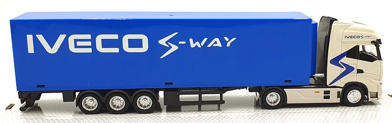 Burago 1/43 Scale 18-31469 - IVECO S Way Hauler Truck With Trailer - White/Blue