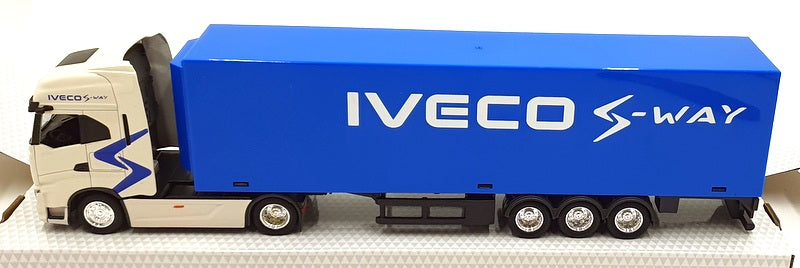 Burago 1/43 Scale 18-31469 - IVECO S Way Hauler Truck With Trailer - White/Blue