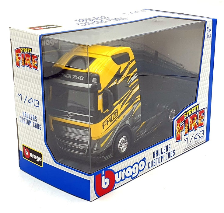 Burago 1/43 Scale 18-32205 - Volvo FH16 750 Haulers Cutom Cabs - Yellow/Black