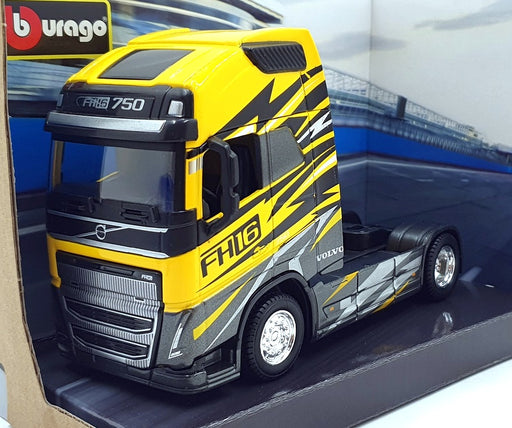 Burago 1/43 Scale 18-32205 - Volvo FH16 750 Haulers Cutom Cabs - Yellow/Black