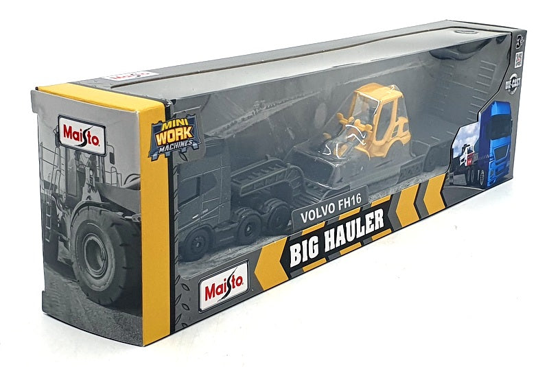 Maisto 11681 - Volvo FH16 Big Hauler with Excavator/Scoop - Met. Black/Yellow