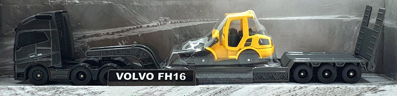 Maisto 11681 - Volvo FH16 Big Hauler with Excavator/Scoop - Met. Black/Yellow