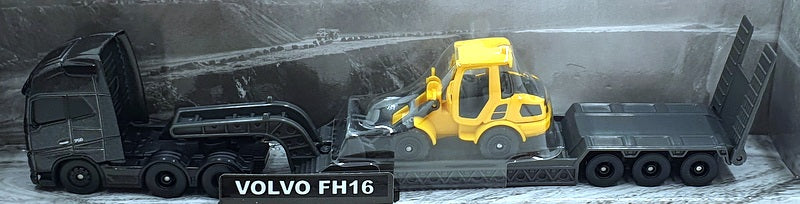 Maisto 11681 - Volvo FH16 Big Hauler with Excavator/Scoop - Met. Black/Yellow