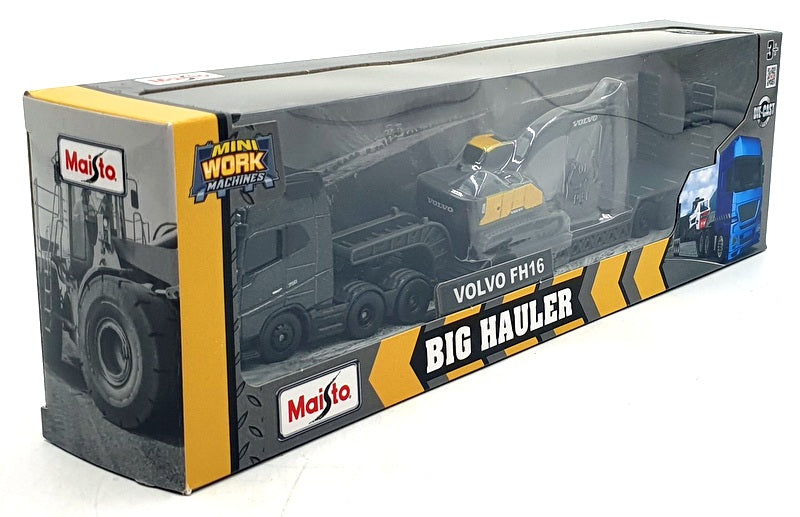 Maisto 11681 - Volvo FH16 Big Hauler with Excavator - Met. Black/Yellow