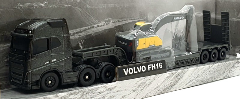 Maisto 11681 - Volvo FH16 Big Hauler with Excavator - Met. Black/Yellow