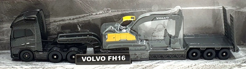 Maisto 11681 - Volvo FH16 Big Hauler with Excavator - Met. Black/Yellow