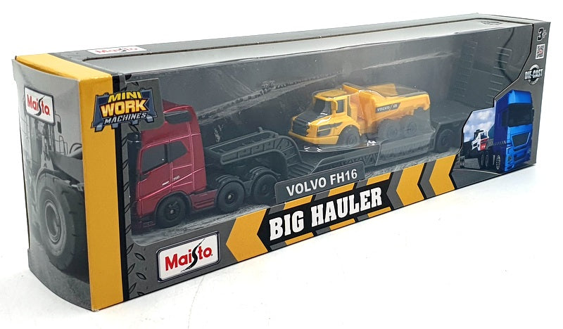 Maisto 11681 - Volvo FH16 Big Hauler with Dump Truck - Met. Red/Yellow