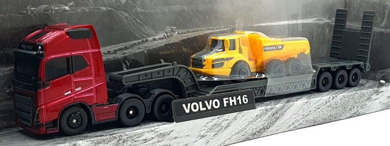 Maisto 11681 - Volvo FH16 Big Hauler with Dump Truck - Met. Red/Yellow