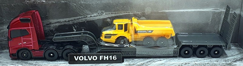Maisto 11681 - Volvo FH16 Big Hauler with Dump Truck - Met. Red/Yellow