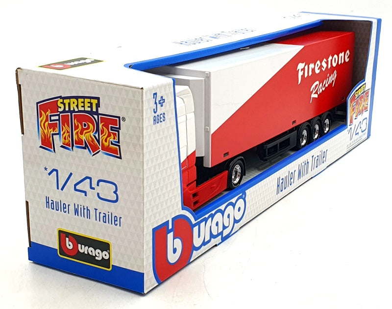 Burago 1/43 Scale 18-31460FI Mercedes Actros Hauler Truck with Trailer White/Red