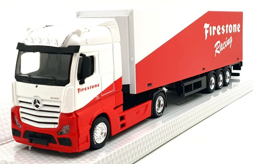 Burago 1/43 Scale 18-31460FI Mercedes Actros Hauler Truck with Trailer White/Red