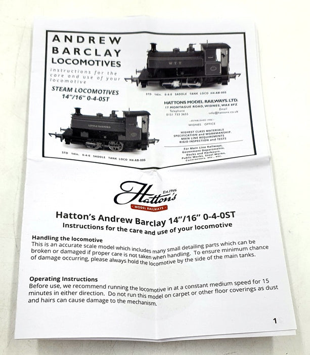Hattons OO Gauge H4-AB14-004 -Andrew Barclay 0-4-0ST 14" 1863 Lined Blue