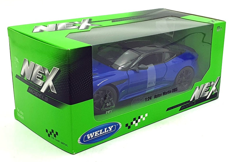 Welly NEX 1/24 Scale Diecast 24131W-T.RD - Aston Martin DBS - Met. Blue