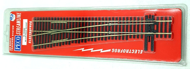 PECO HO Gauge 1/87 Scale 34613 SL-E8362 #6 Left Hand Turnout Electrofrog